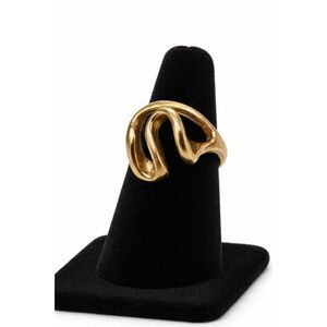 Vintage 18K HGE Gold Swirl Statement Ring | Modernist Abstract Design | Size 7